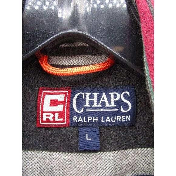 VINTAGE Ralph Lauren Chaps Shirt Large Red Flannel Button Up Striped - Picture 9 of 11